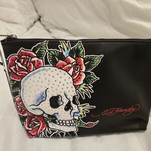 Ed Hardy Multicolor Pouch with Panther and Floral Design